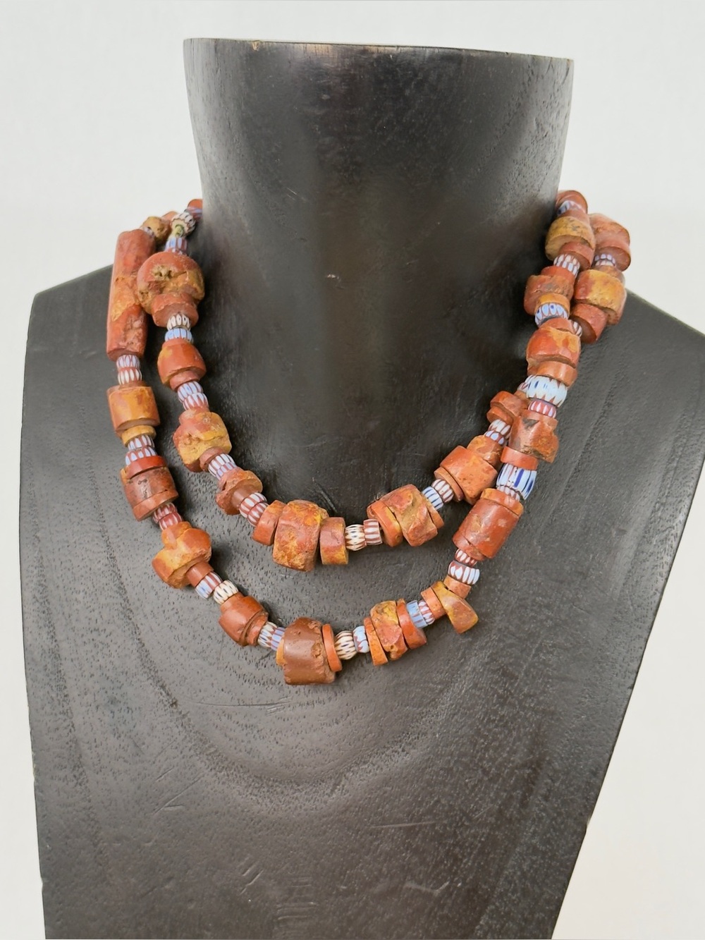 Vintage African Trade Beads Bauxite Nuggets Venetian Millefiore Ethnic Necklace